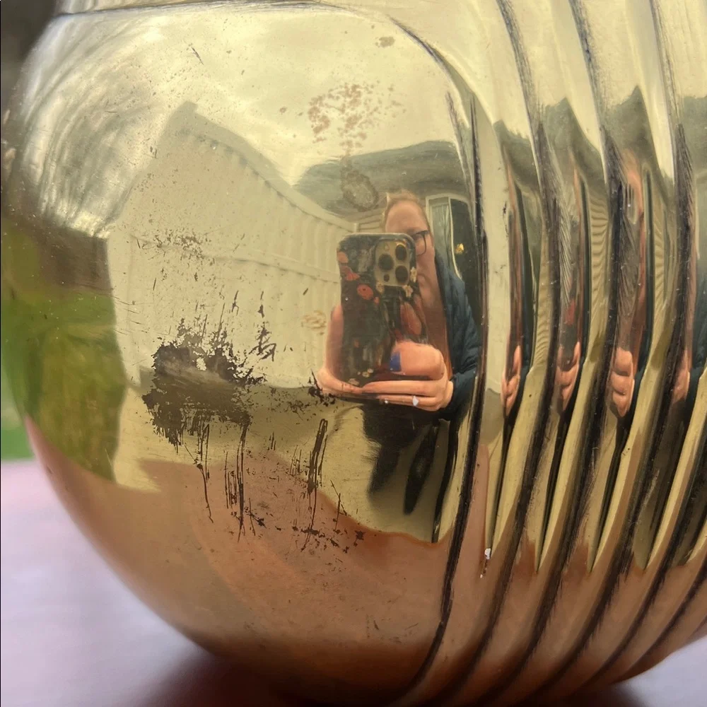 Vintage Gold Solid Brass Art Deco Vase Planter